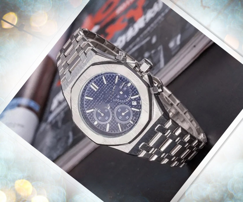 All Dials Working Automatic Date Men Piquety Logo Brand Watch Luxury Fashion Mens Full Steel Band Quartz Movement Clock Gold Silver Leisure Wrist Wa