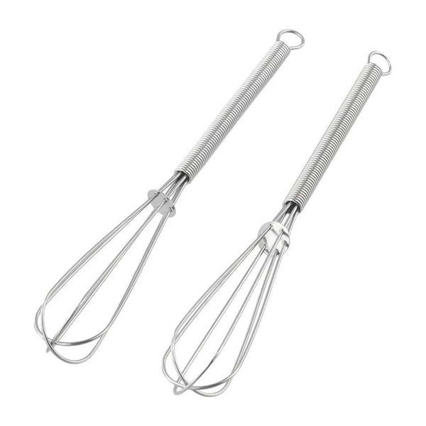 2PCS Mini Stainless Steel Balloon Silk Whisper Set Whip Mixing Stick Beater Manual Blender Self Rotating Egg Blender Kitchen Acc W241102
