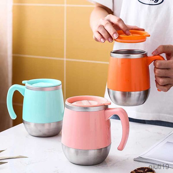 Mugs 500ml Double Wall Thermal Mug with Lid Stainless Steel Beer Coffee Cups Travel Camping Portable Tea Water Cup Kitchen Drinkware R230712