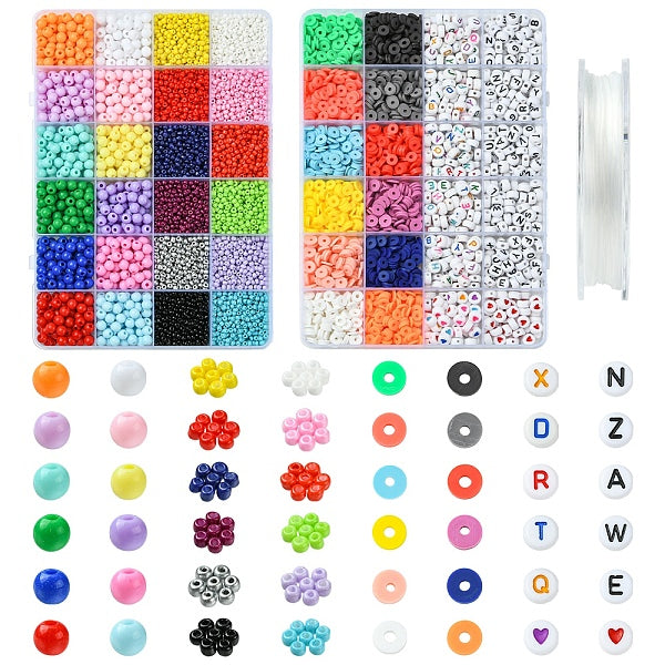 DIY Glass & Acrylic & Polymer Clay Beads Bracelets Making Kits