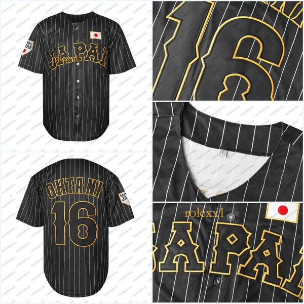 BG Baseball Jersey Japan 16 OHTANI Jerseys Sewing Embroidery High Quality Sports Outdoor Black White stripe World 04