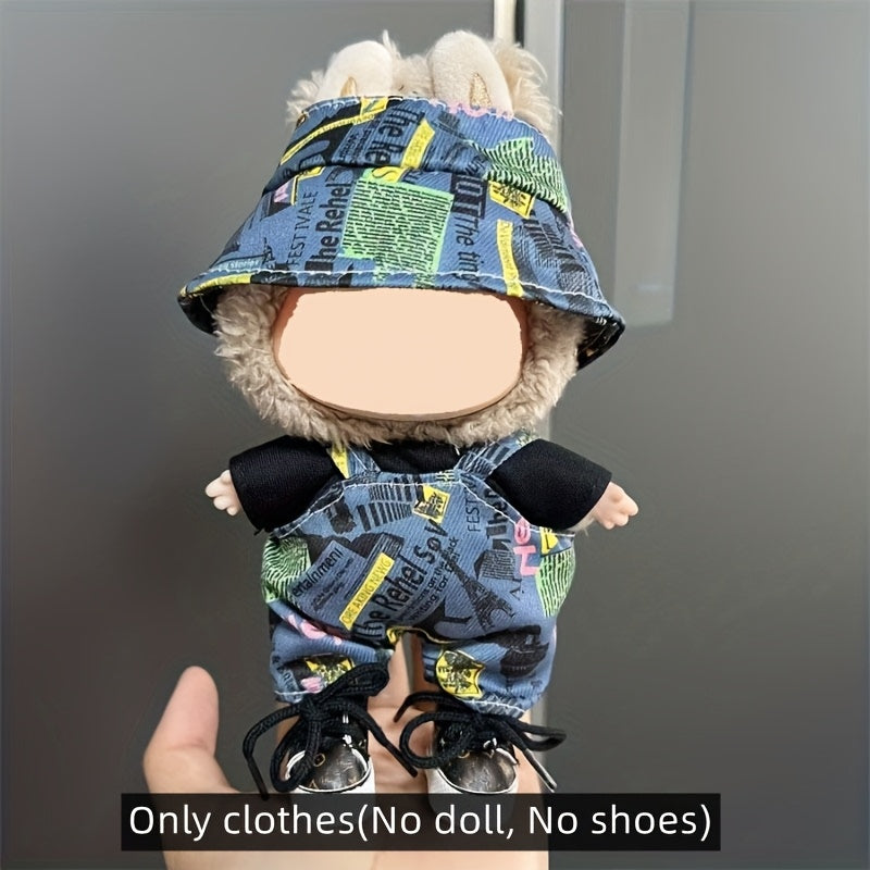 TEMU 6.69-inch-17cm Cartoon Bear Clothing Set, Doll Clothes For Labubu Dolls (excluding Dolls), Work Pants And Sneaker, Dolls Outfit Accessories,