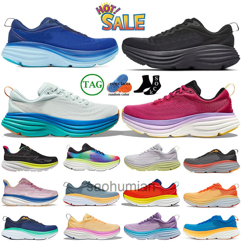 High quality Designer Clifton 9 Bondi 8 Running Shoes Yellow People Casual Athletic Mens Women Outdoor Sports tra hokasneaker hooka hokaism hokashoe