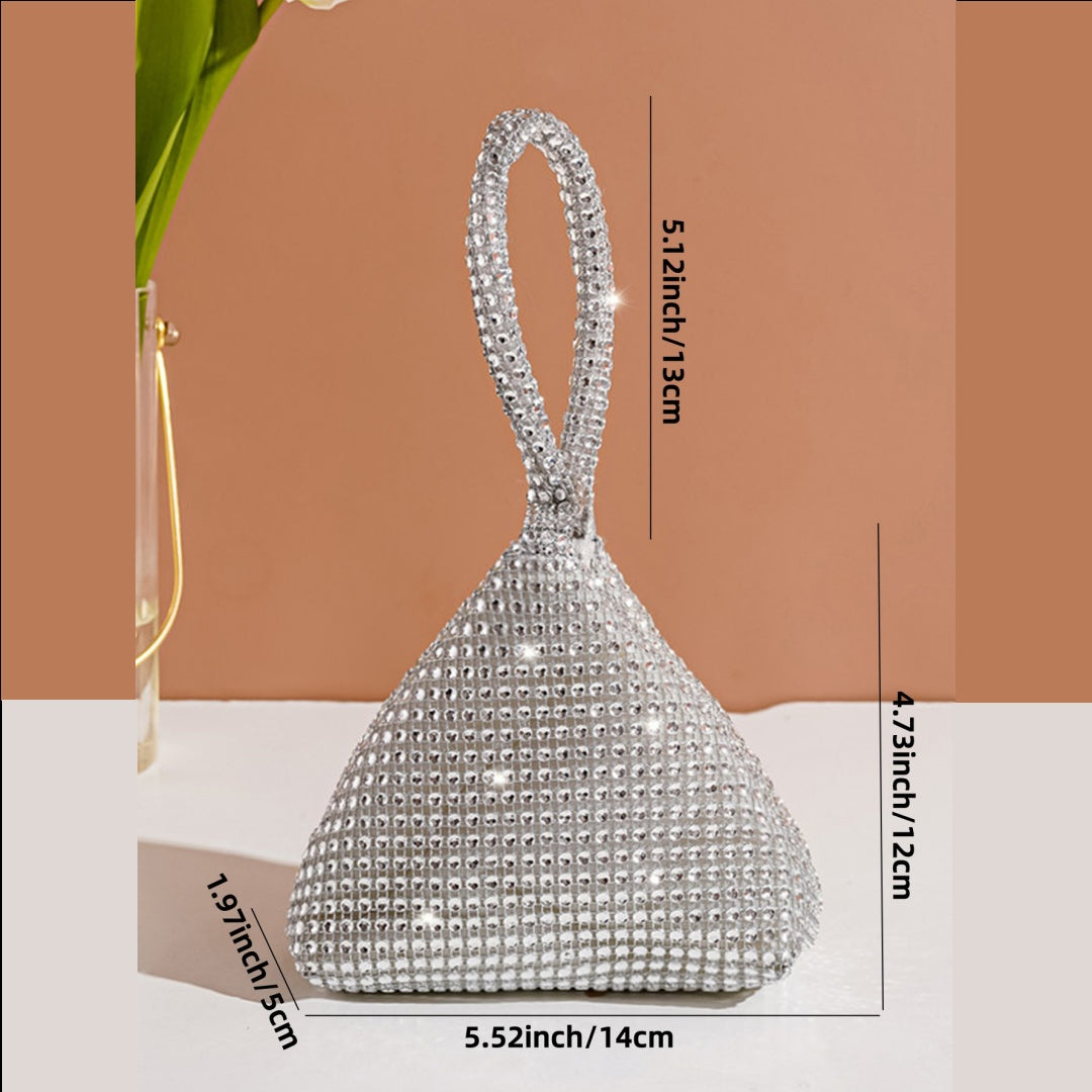 TEMU Fashionable Mini Evening Clutch With Sparkling Embellishments - Chic Pvc Handbag, Coin Purse & Lipstick Holder For Parties , Evening Event