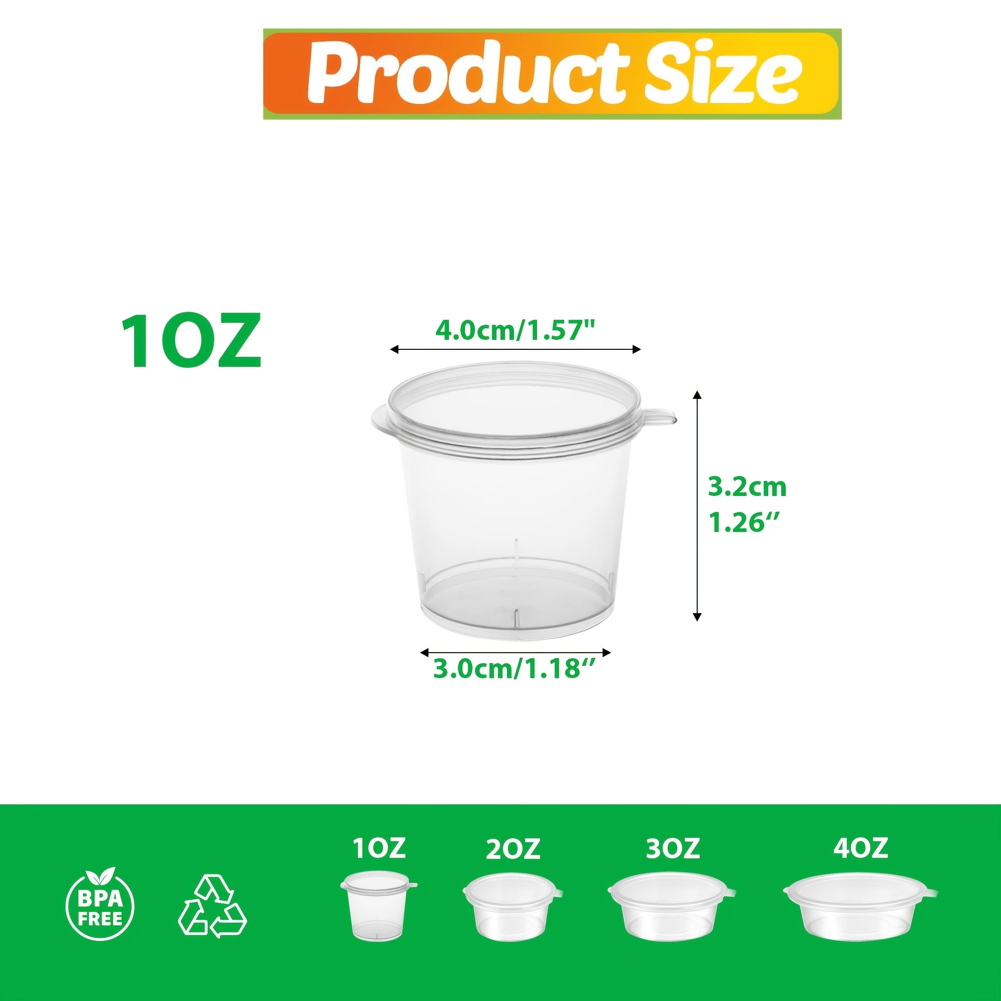 TEMU 2000pcs 1oz Dispoable Clear Sauce Cups- Jello Cups, Convenient Attached Hinged Lids, Sauce Containers For Lunch Box Ideal For Sauces, Samples,