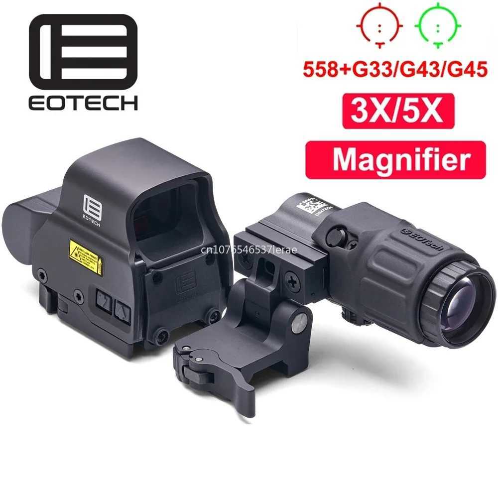 Holographic Collimator 558 Red Dot Sight G43-G33-G45 3X 5X Magnifier Airsoft Hunting Gear w- 20mm Rail Mounts QD LEverW241014