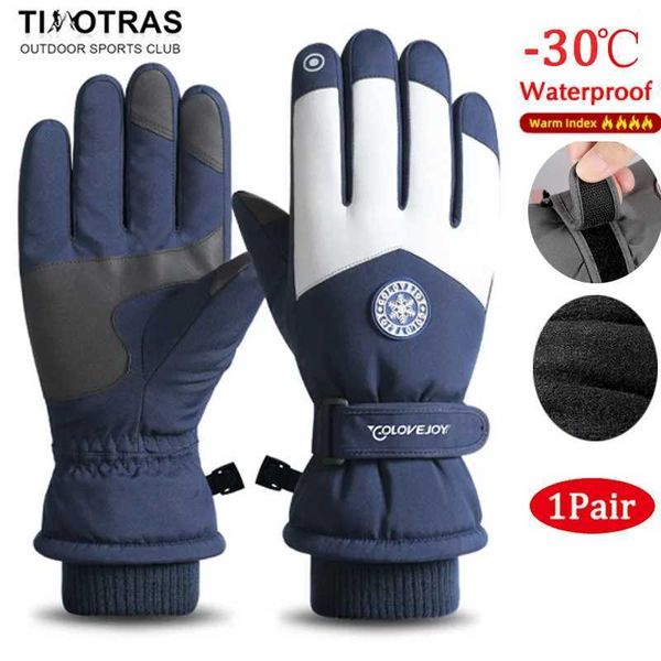 Winter Warm Windproof Waterproof Touch-Screen Non-slip Snowboard Snowmobi Cycling Skiing Gloves Non-slip Warm Full FingersXJ241107
