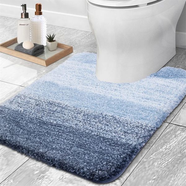 Olanly Bath Mat U-Shaped Bathroom Rugs Extra Soft Absorbent Microfiber Foot Mat Non-Slip Plush Toilet Rugs Shower Carpet 250210