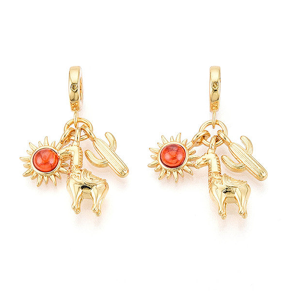 Breloques pendantes européennes en laiton et verre