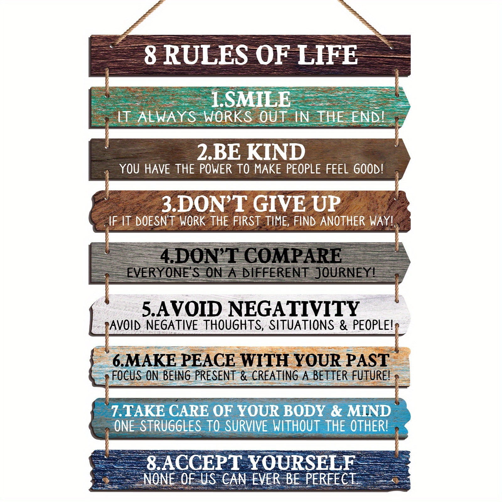 TEMU 1set Rustic Wooden Motivational Wall Decor Sign - Vintage Style With Inspirational Quotes, Office, Home, Living Room, Bedroom, Bathroom,