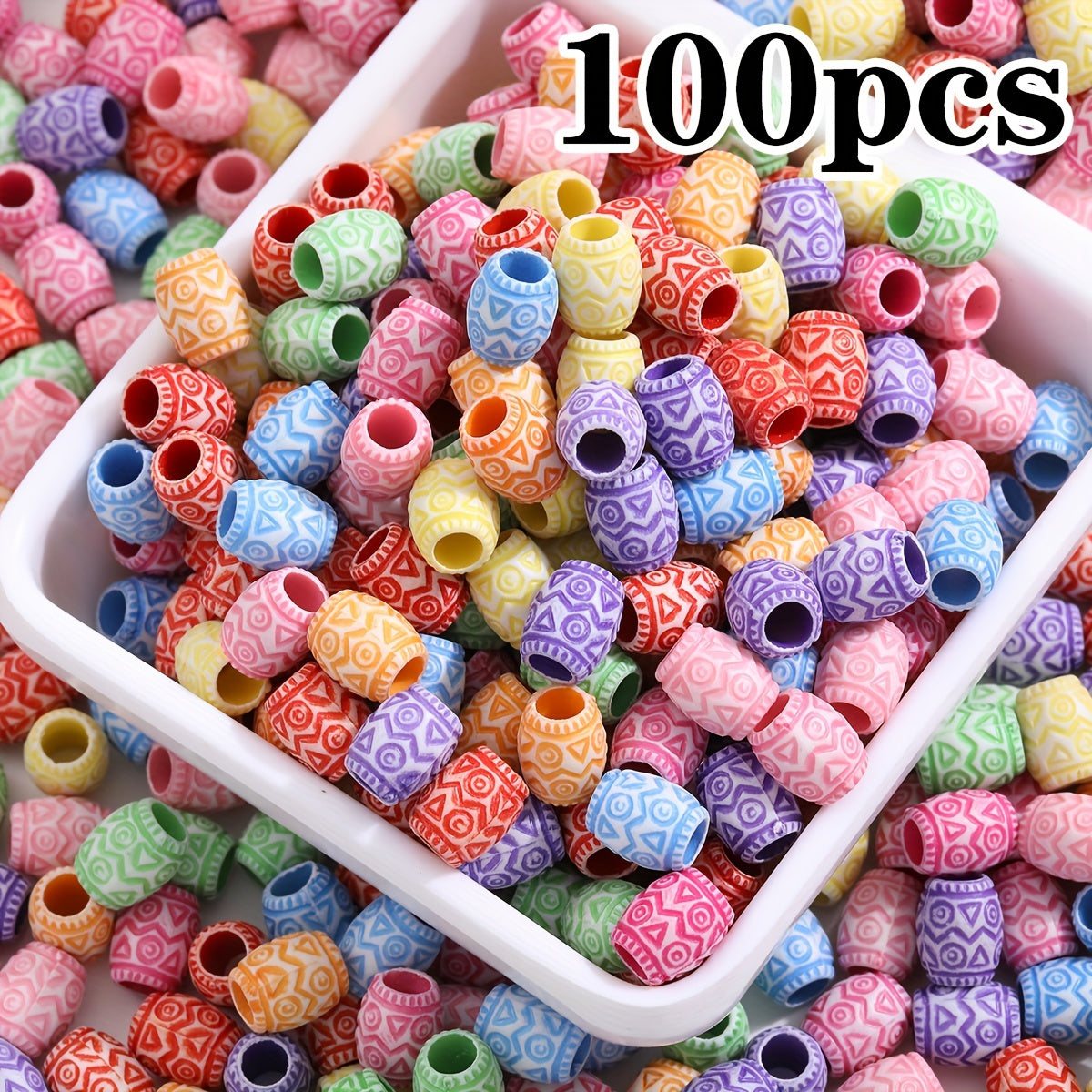 TEMU 100 1cm Oval Short Tube Beads Retro Beads Small Accessories Perforated Mixed Color Acrylic Beads Suitable For Diy Bracelet Necklace Mobile Phone