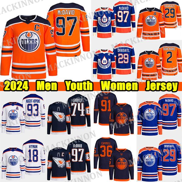 #97 Connor McDavid hockey jersey #29 Leon Draisaitl Wayne Gretzky Evander Kane Ryan Nugent-Hopkins Zach Hyman Stuart Skinner Custom Men Yout