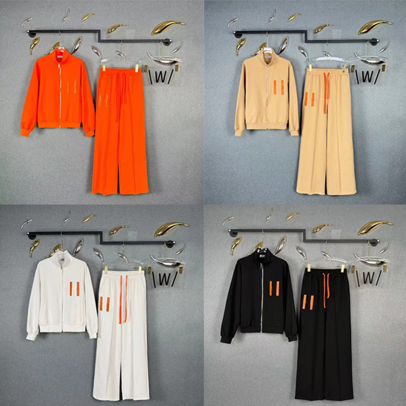 Tracksuit Woman Cardigan Sweatshirt Stand Collar Sweatpants 2-in-1 Set Letter Buckle Fitness Running Suit Long Sleeve Jacket Long Pants