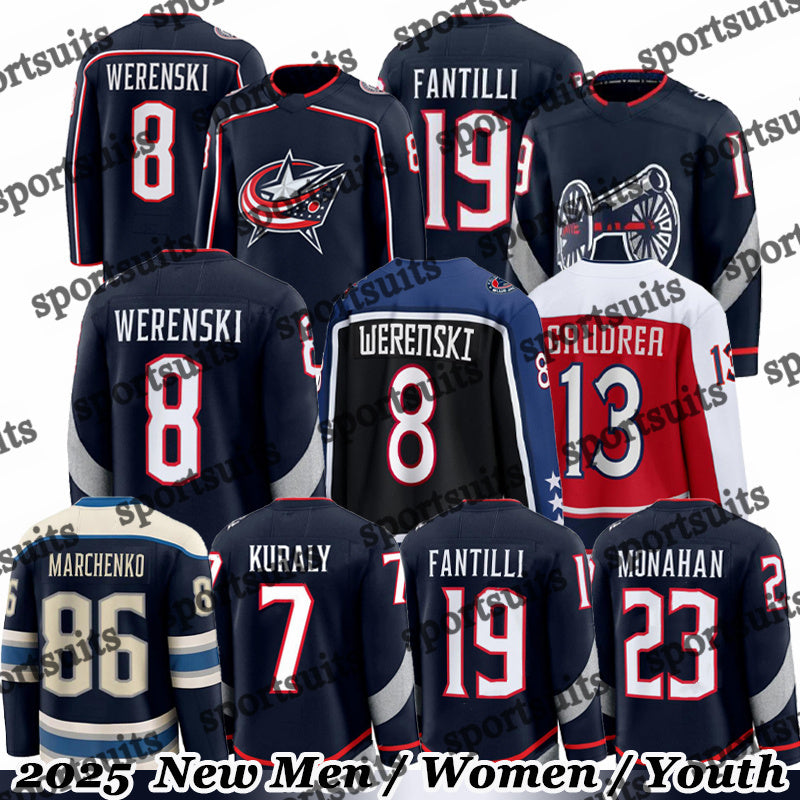 #38 Boone Jenner 2025 Stadium Series hockey jersey blue jackets #23 Sean Monahan Adam Fantilli Kirill Marchenko Johnny Gaudreau Denton Mateychuk jer