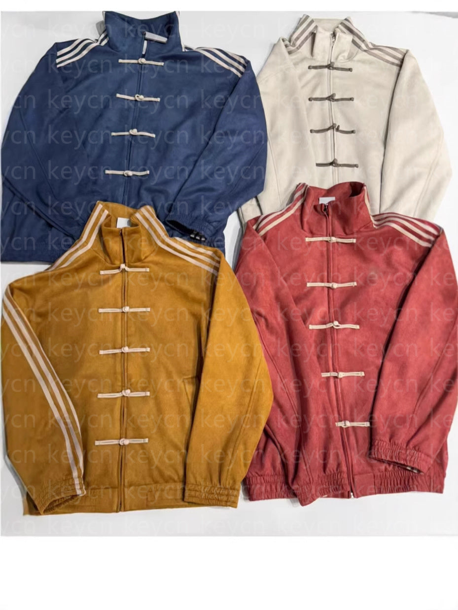 Designer Mens Jacket Spring Autumn Jacket Design inspired silk stand up collar buckle jacket for men&#039;s spring loose fit jacket Chinese jacket