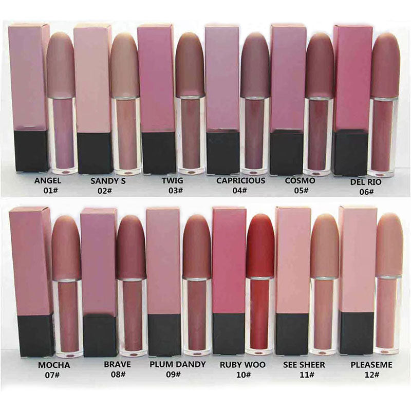 Color Pop Liquid Lipstick Lip Gloss with English Cosmetic Makeup Glaze Waterproof Lipgloss Set Lot Wholesale Long Lasting Moisturizing 0.15OZ 12 Col