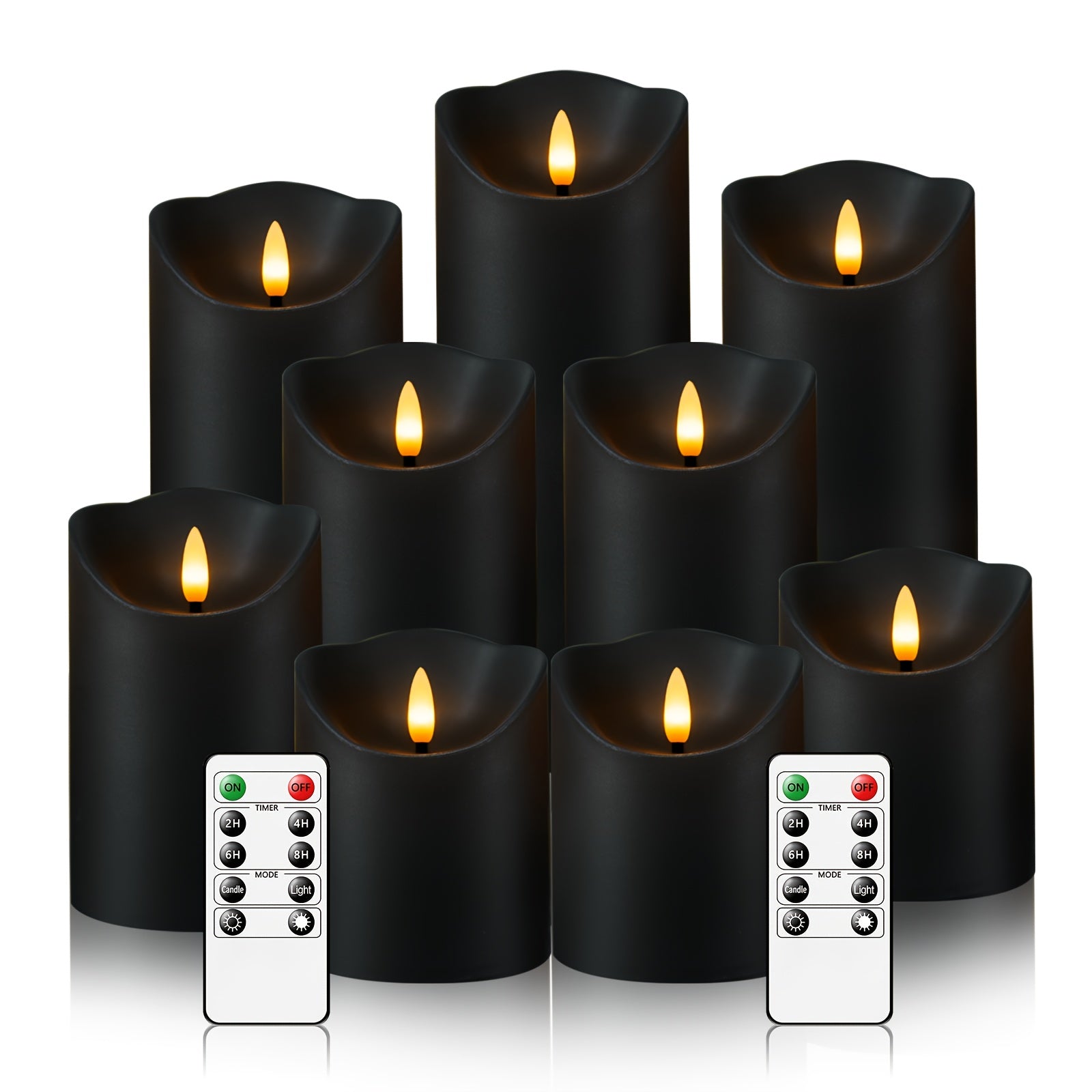 TEMU Eebuss 9pcs Flickering Flameless Candles With 2 Remote Controls And Timer, Led Candles For Home Decoration, Store, , Halloween Decoration Room