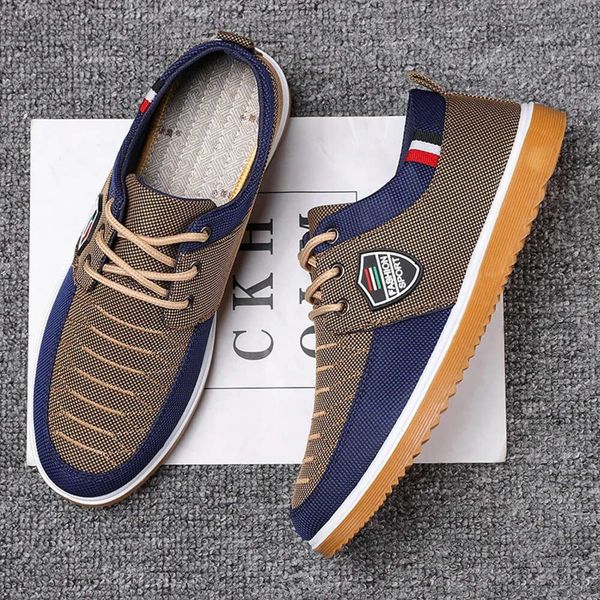New Cloth Male Father Work Summer Comfortable Lace-up Flat Sneakers for Men Board Shoe Casual Canvas Shoes fe935