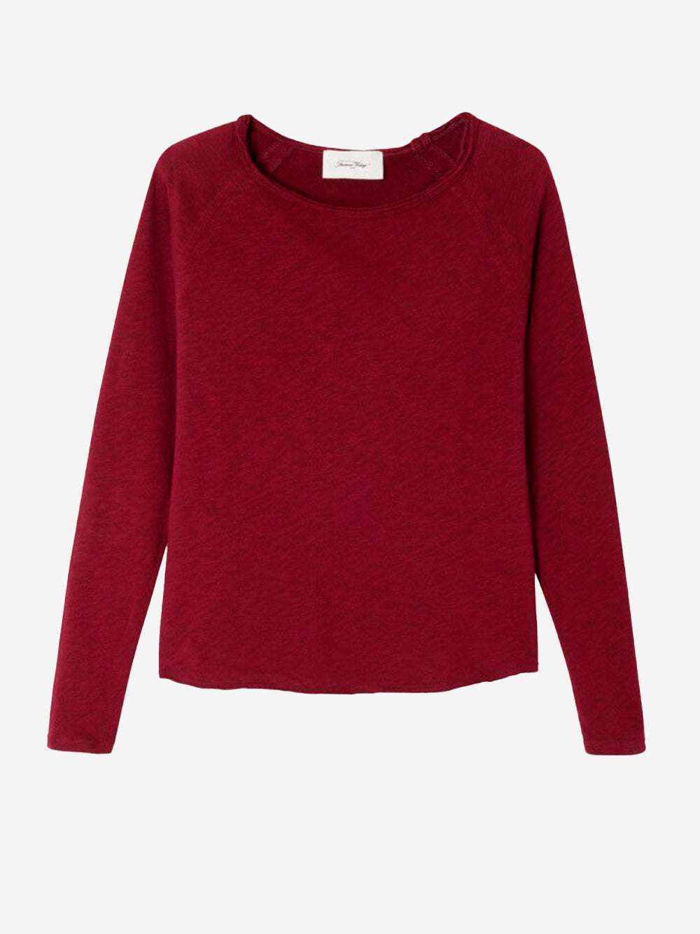 AMERICAN VINTAGE_T-shirt rouge basique à manches longues et encolure bateau_Rouge_L_Femme