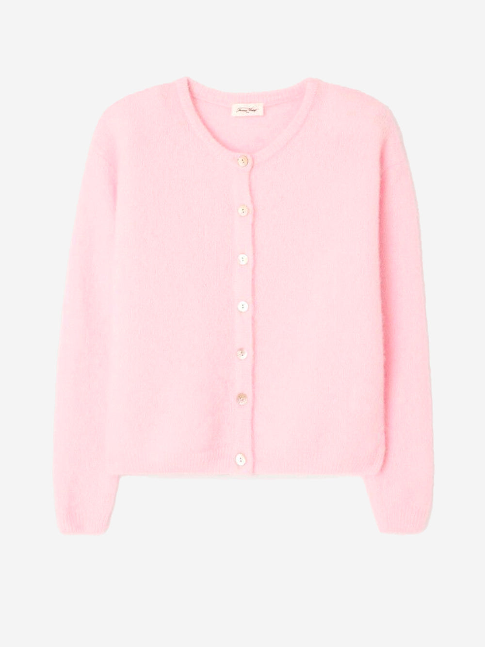 AMERICAN VINTAGE_Cardigan à col ras du cou en mélange d'alpaga rose_Rose_M_Femme