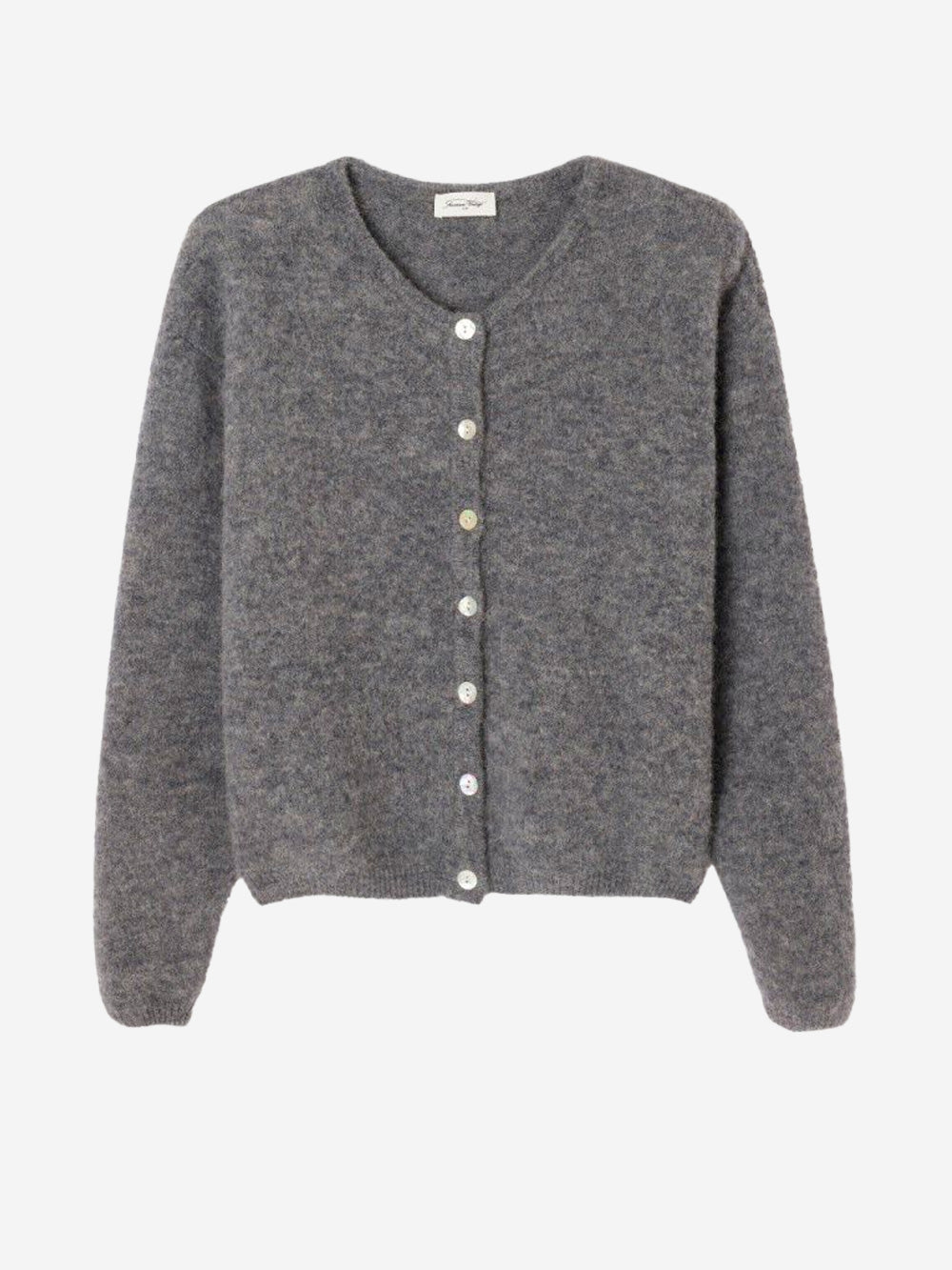 AMERICAN VINTAGE_Cardigan à col ras du cou en mélange d'alpaga gris_Gris_S_Femme