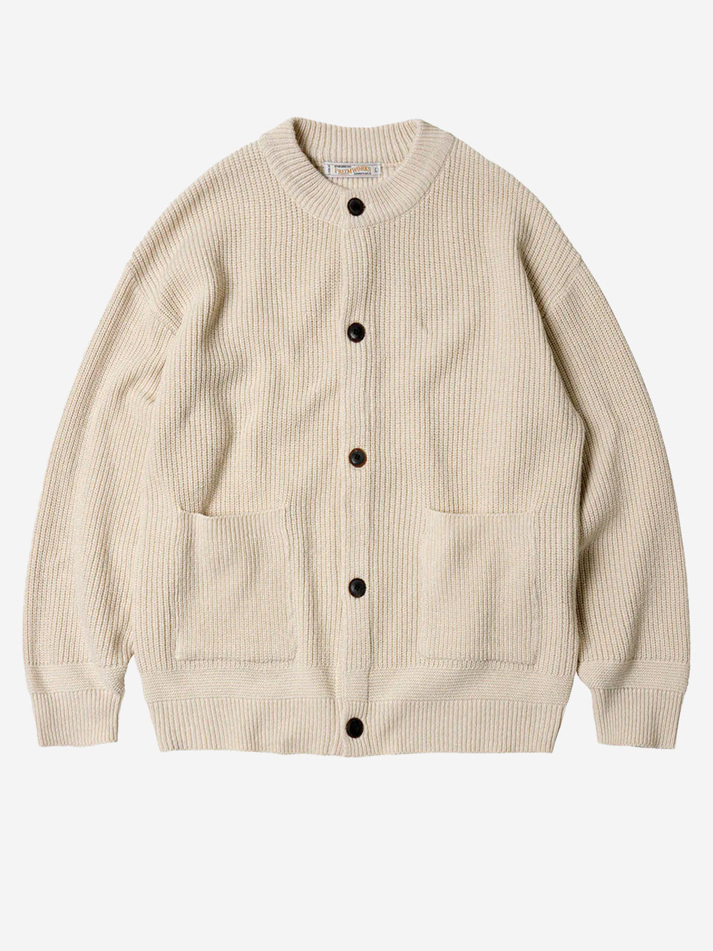 FRIZMWORKS_Cream wool-blend cardigan with full buttoning_Yellow_XL_Men