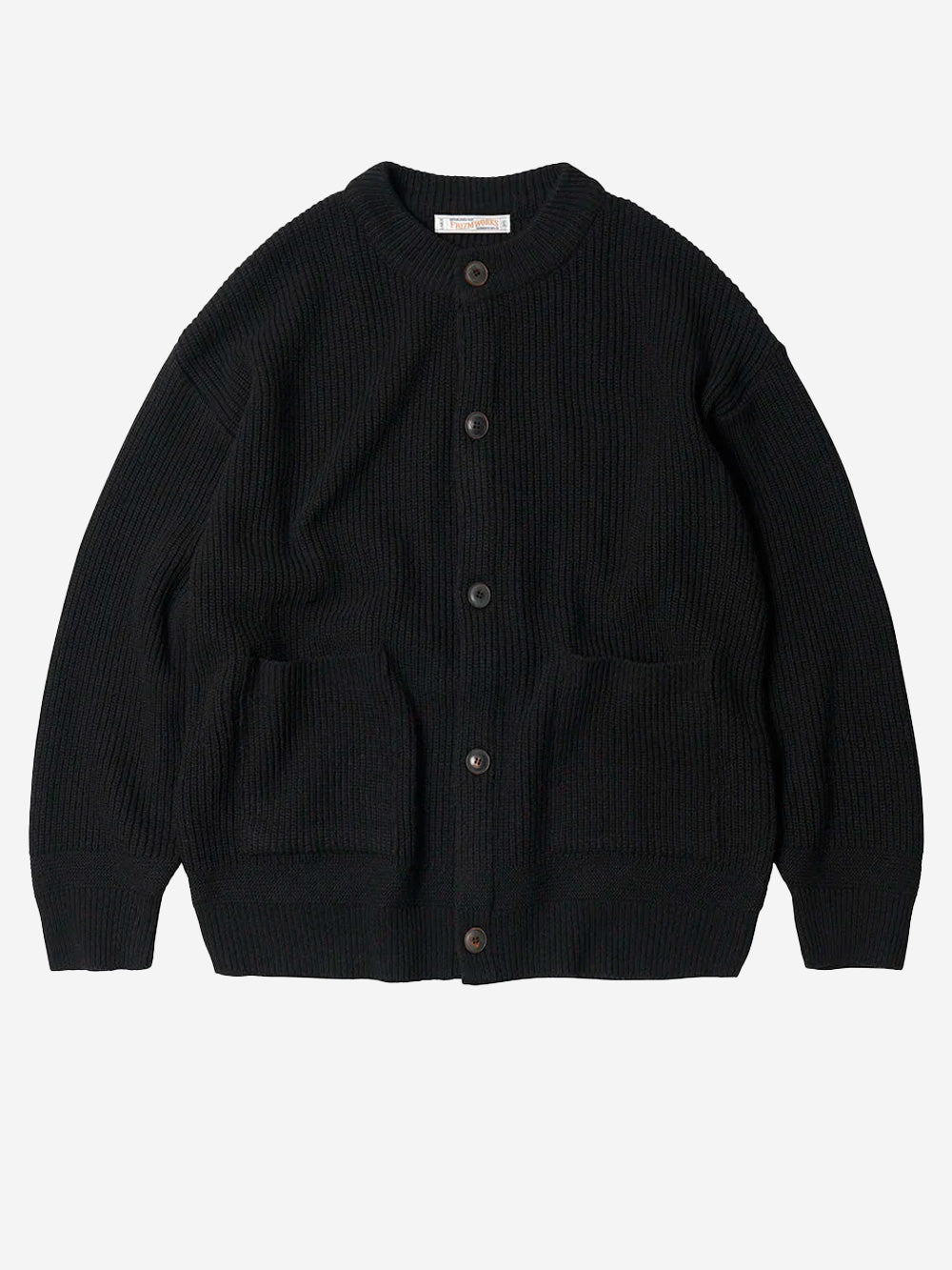 FRIZMWORKS_Cardigan nero misto lana con abbottonatura completa_Nero_L_Uomo