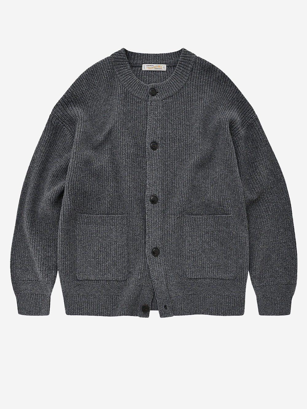 FRIZMWORKS_Dark gray wool-blend cardigan with full buttoning_Grey_M_Men