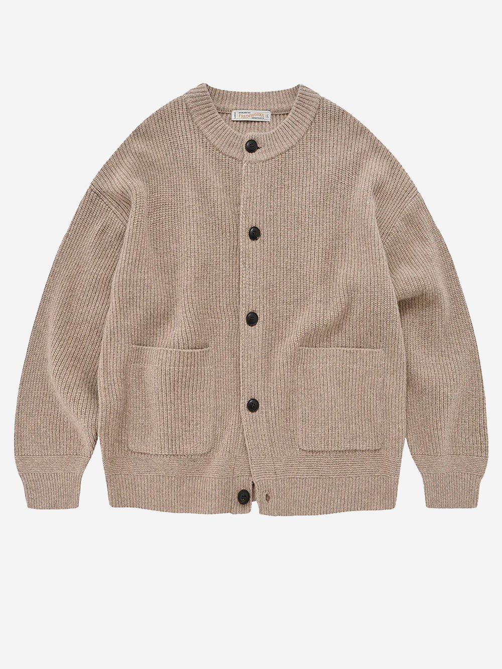 FRIZMWORKS_Cardigan beige misto lana con abbottonatura completa_Beige_XL_Uomo