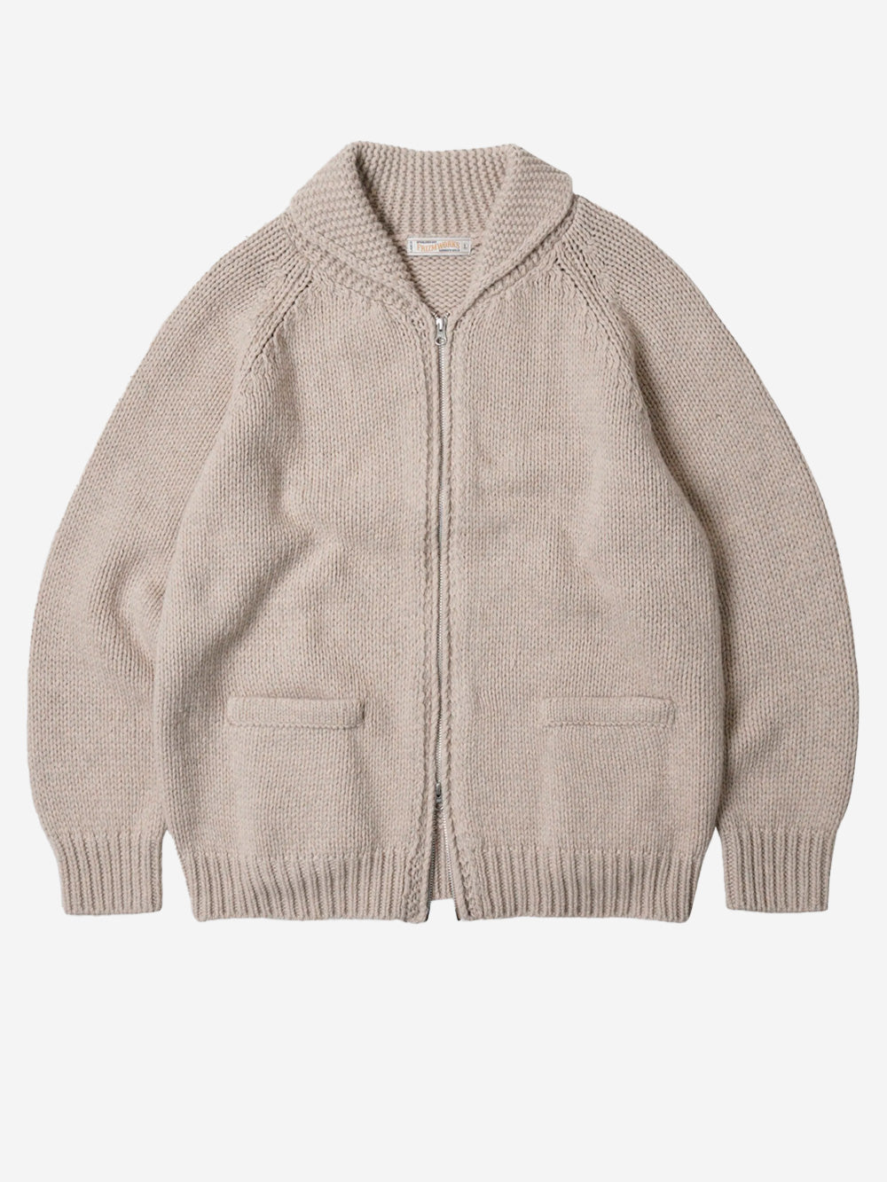 FRIZMWORKS_Cowichan cardigan in beige wool blend with zipper_Beige_L_Men