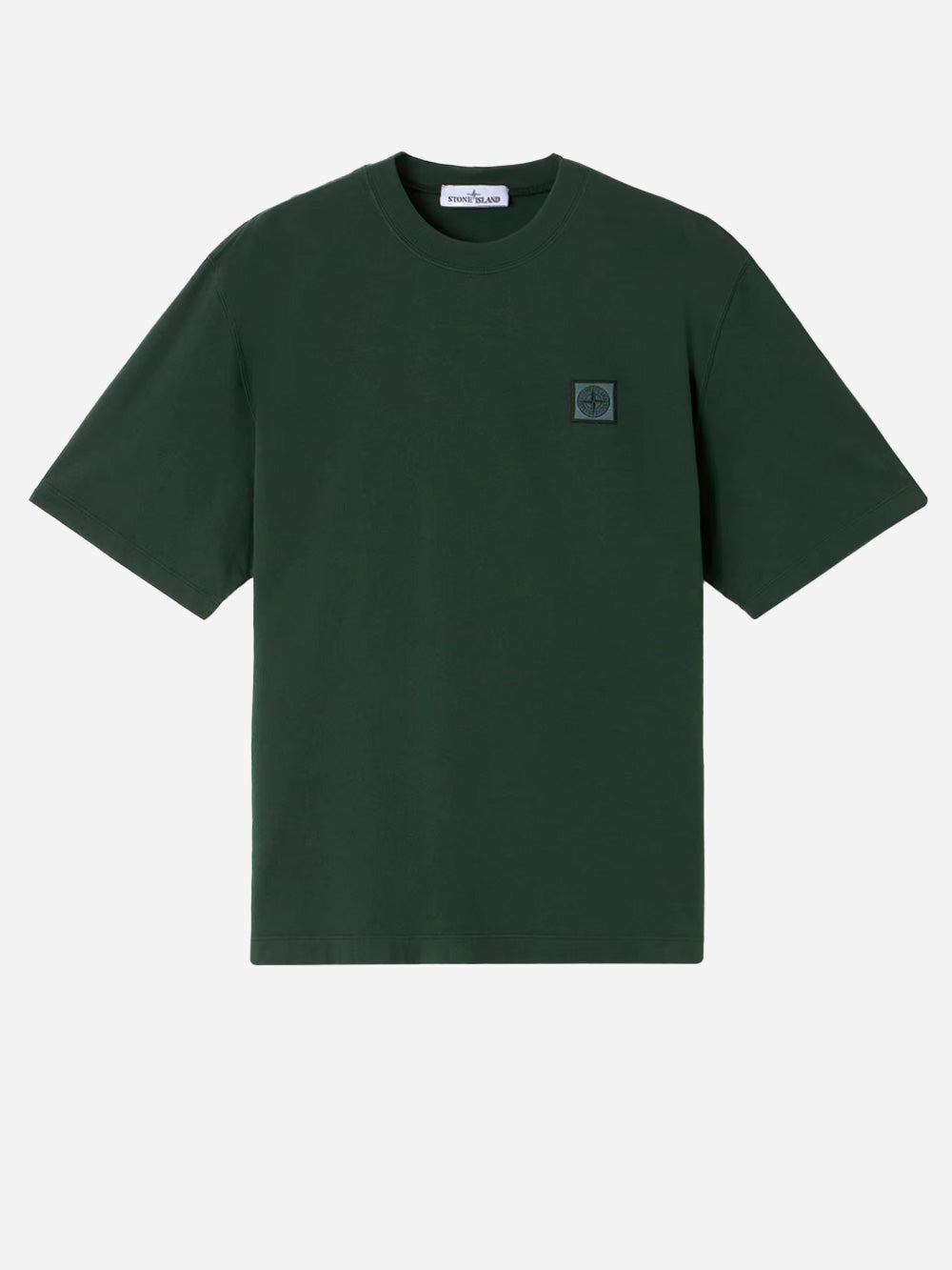 STONE ISLAND_T-shirt verde con patch Compass_Verde_L_Uomo