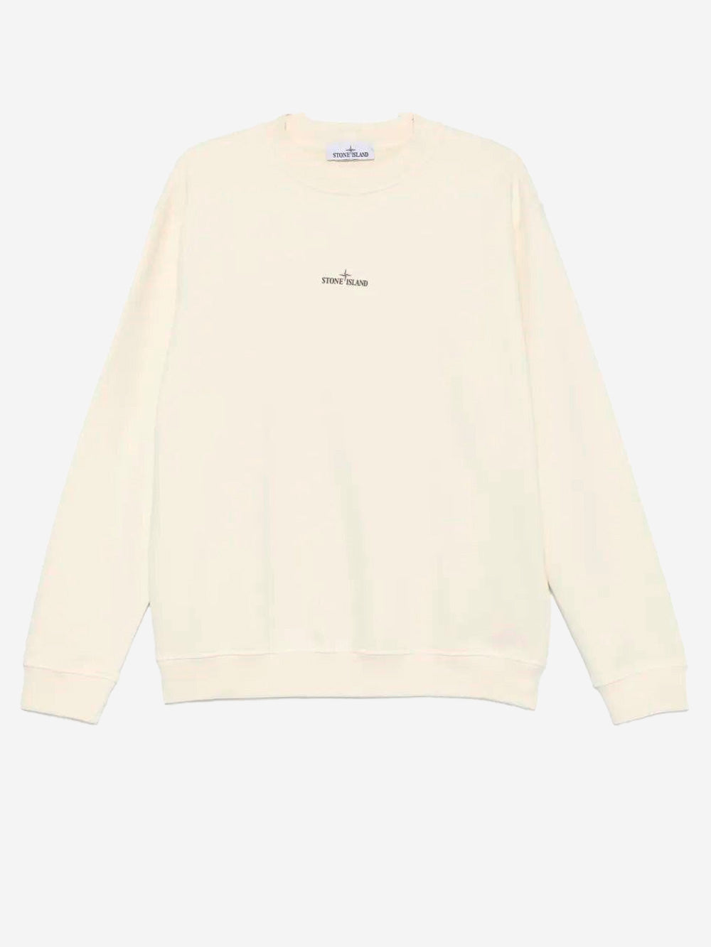 STONE ISLAND_Sweat-shirt crème surdimensionné à col ras du cou avec imprimé 'Industrial Four'_Blanc_XL_Homme