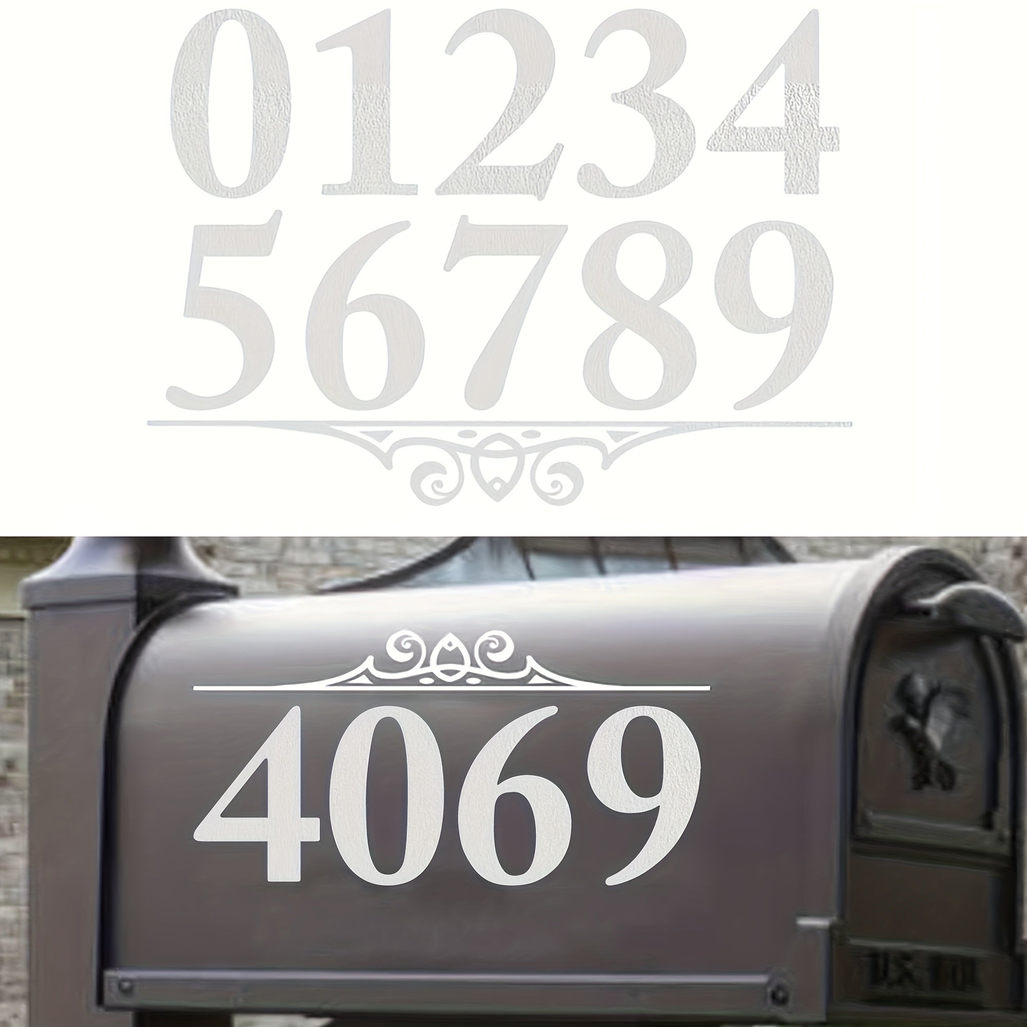 TEMU 10pcs Reflective Vinyl Mailbox Numbers Decals - Waterproof Self-adhesive Address 0-9 With Decal For Mailbox, Door, Garbage Bin - No Power Needed