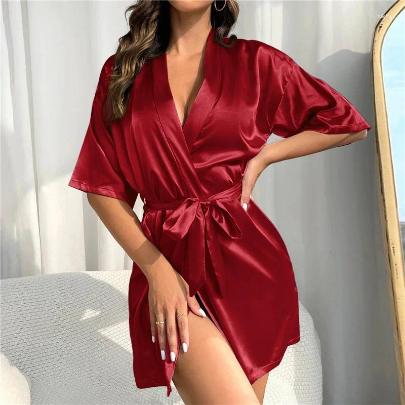 Women&#039;s Sleepwear 2024 Silk Satin Wedding Bride Bridesmaid Robe Floral Bathrobe Short Night Bath Fashion Dressing Gown For Women