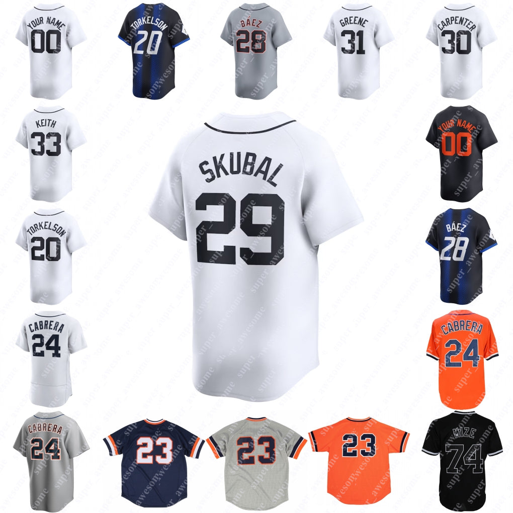 Tarik Skubal Baseball Jersey Miguel Cabrera Jackson Jobe Spencer Torkelson Riley Greene Kerry Carpenter Javier Baez Parker Meadows Gleyber Torres Al