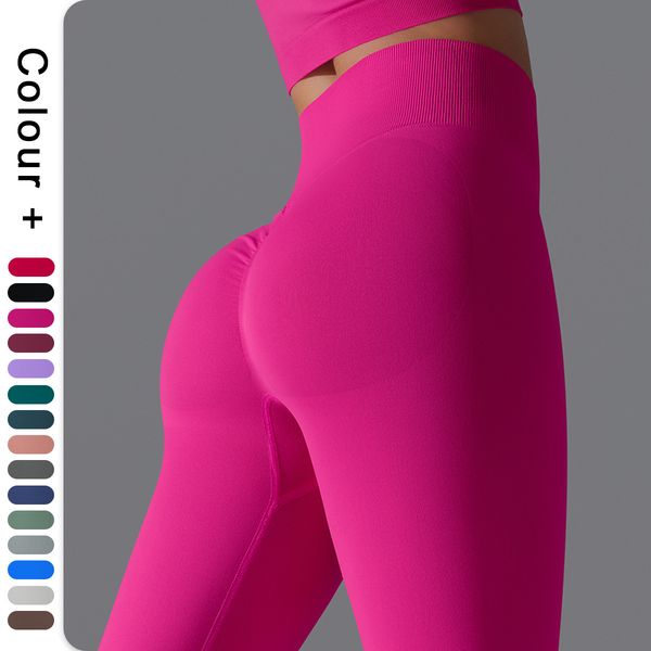 Designer Fashion Women&#039;s Solid Color Seamless Knitted Tight Yoga Pants Peach Hip Lifting Exercise Three Point High Waist Outerwear Quic