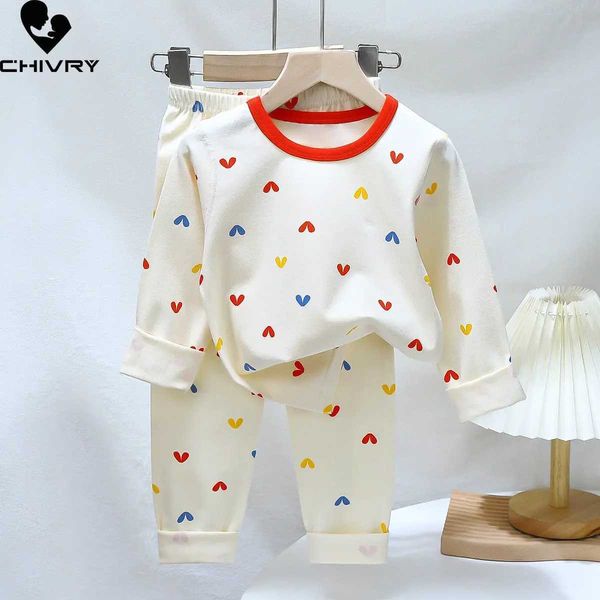 New 2023 Kids Boys Girls Pajamas Sets Cartoon Long Sleeve Lycra T-Shirt Tops with Pants Baby Spring Autumn Sleepwear Clothes Z241128
