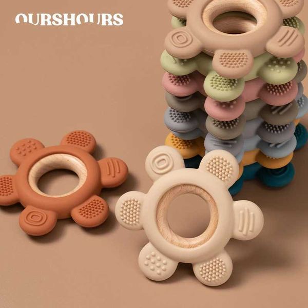 Toys Toys 1pc Baby Silicone Teether Toy BPA BPA Free Infantil Wooden Ring Health Cuidado Devestando brinquedos de mastigação presentes de re