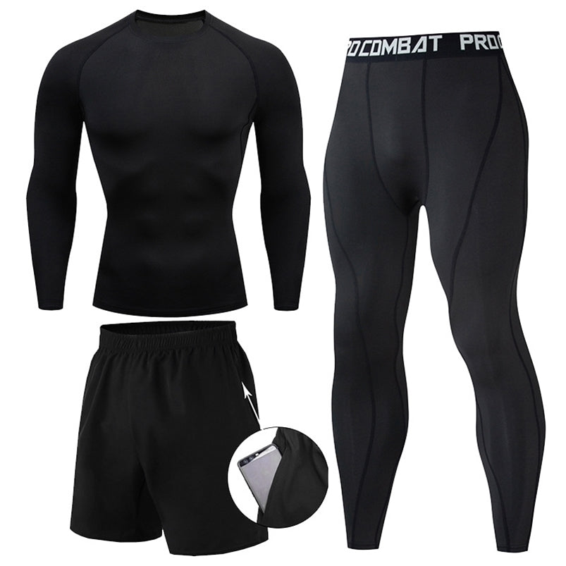 Men&#039;s T-Shirts 23pcs sets Boxing suit rashguard male kit MMA compression clothing men long-sleeved t-shirtleggings tracksuit Sport Suit 220924