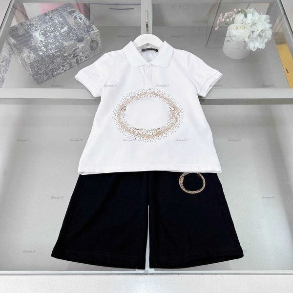 Luxury kids tracksuits Gold circular logo print T-shirt set baby clothes Size 120-170 CM designer Short sleeve POLO shirt and shorts
