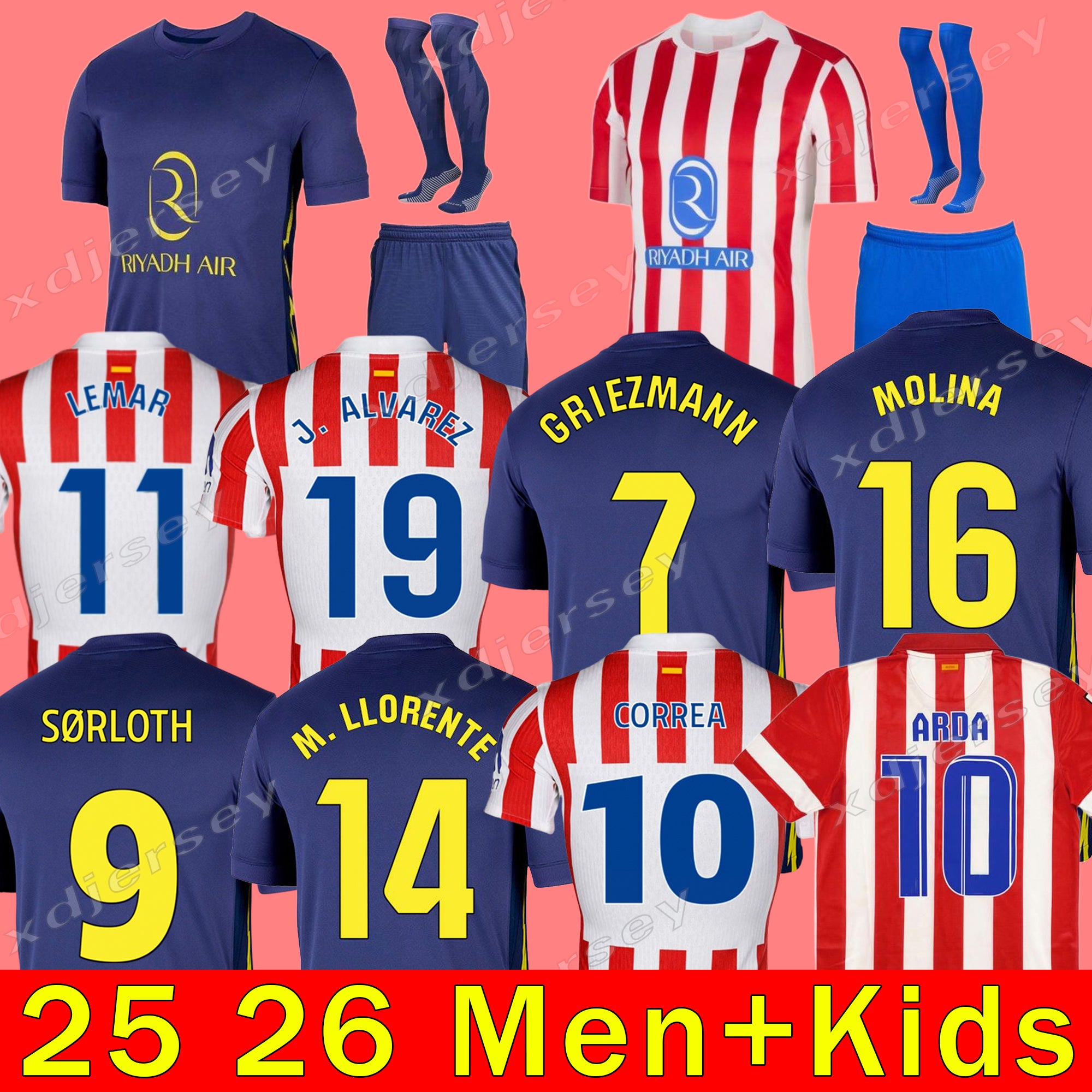 XXX 4XL 2025 2026 J.ALVAREZ Soccer Jerseys SORLOTH GRIEZMANN CORREA 25 26 GIULIANO palyer Version Football Shirts M.LLORENTE Men Uniforms Kids Kit