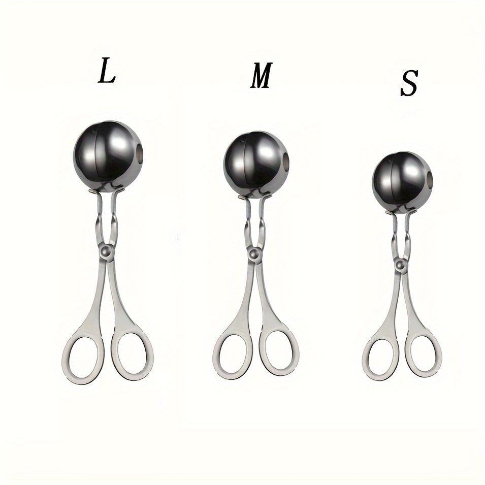 TEMU 1pc-3pcs, Multifunctional Stainless Steel Meatball Spoon - Household Fish Ball Machine Meatball Squeezer Ice Cream Ball Clip Kitchen Tools Rice