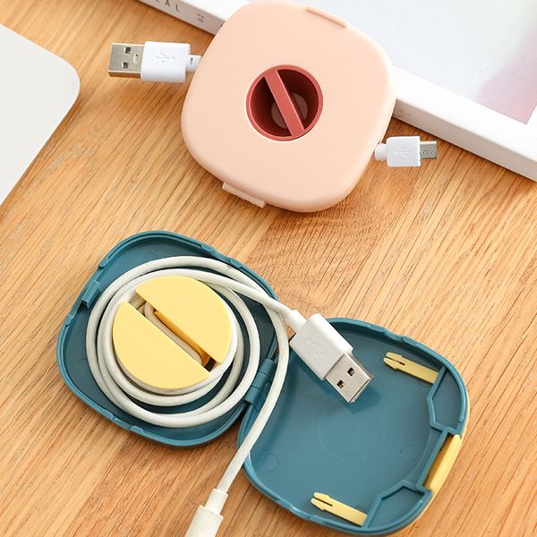 Multifunctional Portable Rotatable Storage Bags Data Cable Box Charger Winding Earphone Cable Sorting Boxes Organizer Gadget Caja De Cable D