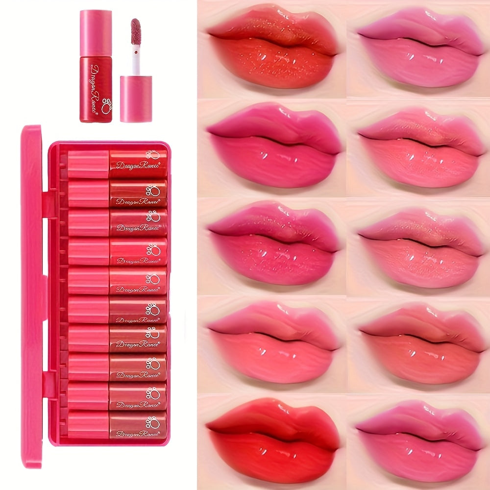 TEMU 10pcs Set, Tiny Glitter Lip Gloss Set, Lipstick Easy To Apply, Non-touching, , Moisturizing And Effect, Lip Gloss, Sparkling Pearlescent Effect,