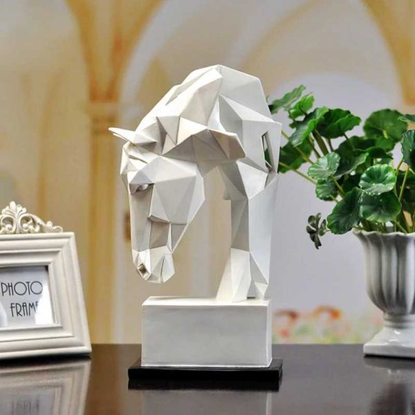 Horse Head Jewelry Resin Nordic Modern Home Decoration Art Animal Geometry Folding Craft Furniture Desktop Decoration Statues Y241212
