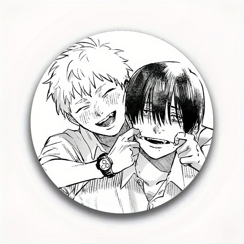 TEMU 1pc Anime-inspired Round Brooch Pin - Vibrant Design, Durable Plastic & Metal, Perfect For Backpacks, Hats, Jackets - Ideal Gift For ,