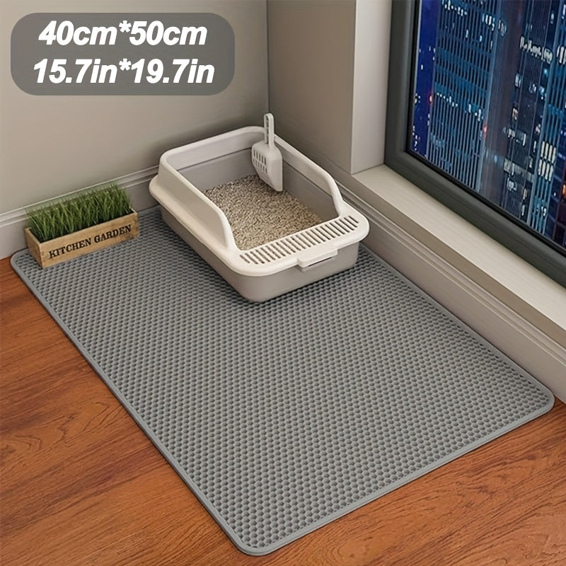 TEMU Easy Clean Dual-layer Honeycomb Cat Litter Mat - Non-slip Base - Ideal For Litter Box And Pet Toilet Areas
