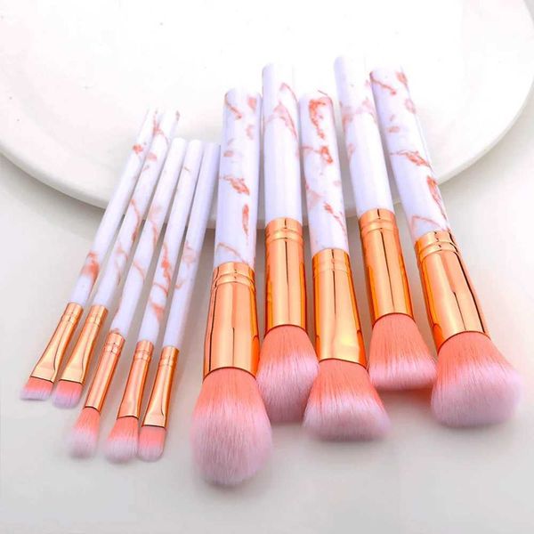 FLD Marbling Makeup Brushes Set - 5pcs Cosmetic Tools for Powder Eye Shadow Foundation B - Make Up Brush Maquiagem BeautyC250111