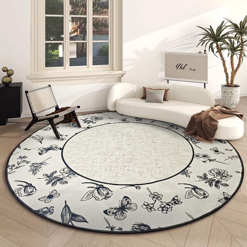 Circular waterproof carpet, living room resistant to dirt and easy to maintain, bedroom bedside floor mat