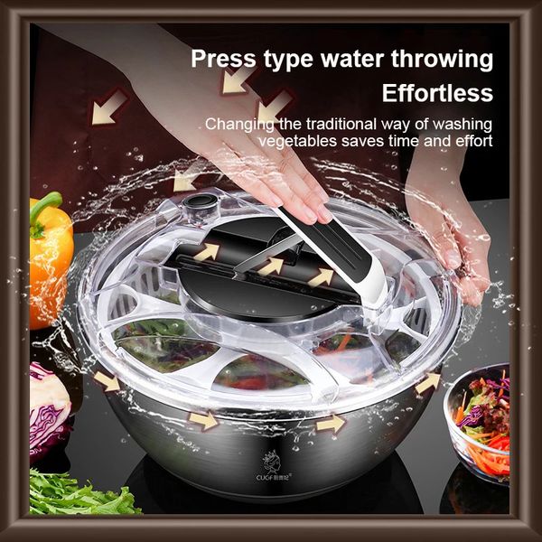 Vegetable Dryer Stainless Steel Fruit Salad Drainer Spinner Vegetables Crisper Strainer Centrifuge Kitchen Accesosries 240328
